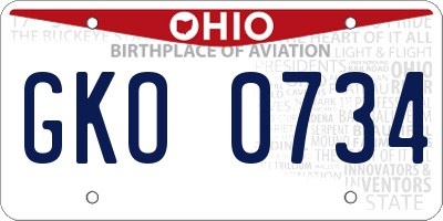 OH license plate GKO0734