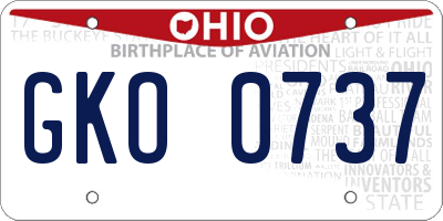 OH license plate GKO0737