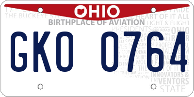 OH license plate GKO0764