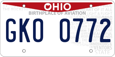 OH license plate GKO0772