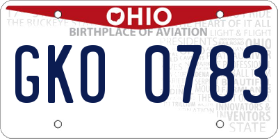 OH license plate GKO0783