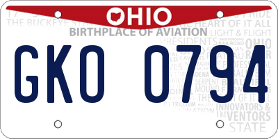 OH license plate GKO0794