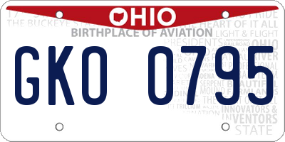 OH license plate GKO0795