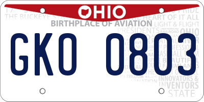 OH license plate GKO0803