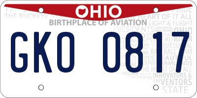 OH license plate GKO0817