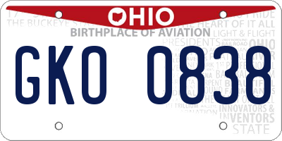 OH license plate GKO0838