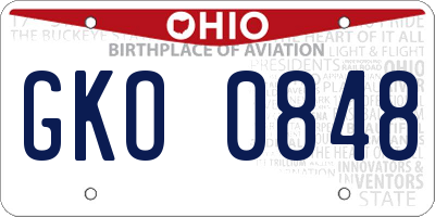 OH license plate GKO0848