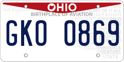 OH license plate GKO0869