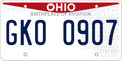OH license plate GKO0907