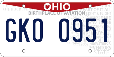 OH license plate GKO0951