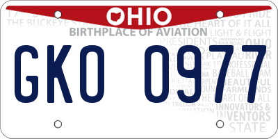 OH license plate GKO0977