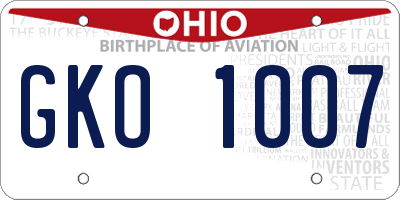 OH license plate GKO1007