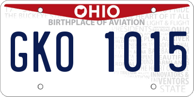OH license plate GKO1015