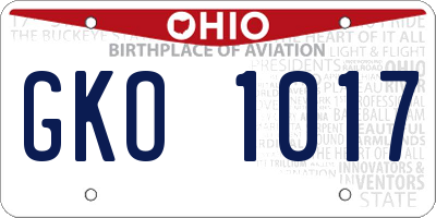 OH license plate GKO1017