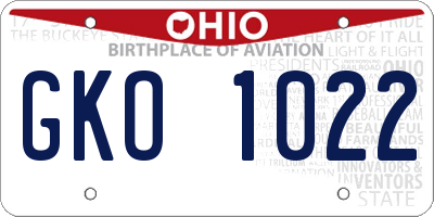OH license plate GKO1022