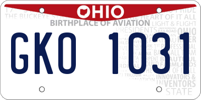 OH license plate GKO1031