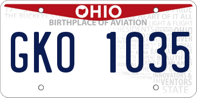 OH license plate GKO1035
