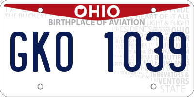 OH license plate GKO1039
