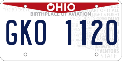 OH license plate GKO1120