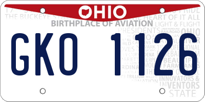 OH license plate GKO1126