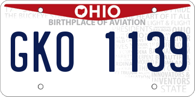 OH license plate GKO1139
