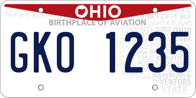 OH license plate GKO1235