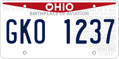 OH license plate GKO1237