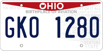 OH license plate GKO1280