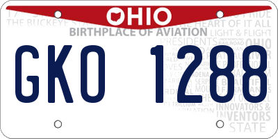 OH license plate GKO1288