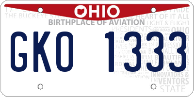 OH license plate GKO1333