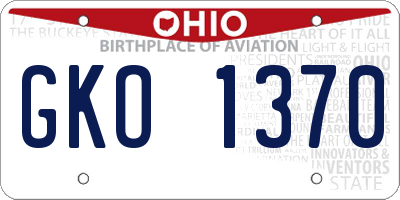 OH license plate GKO1370