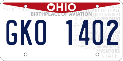 OH license plate GKO1402
