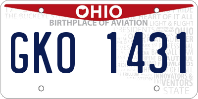 OH license plate GKO1431