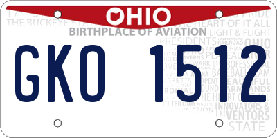 OH license plate GKO1512
