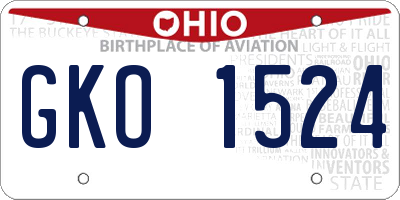 OH license plate GKO1524