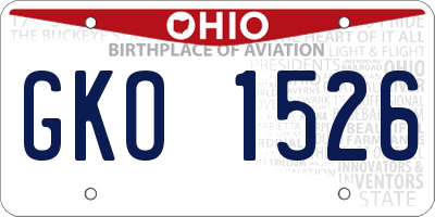 OH license plate GKO1526