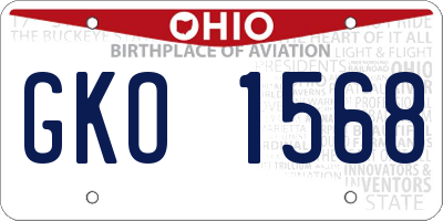 OH license plate GKO1568