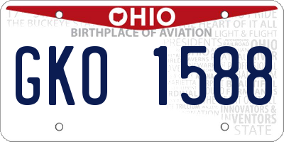 OH license plate GKO1588