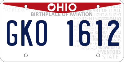 OH license plate GKO1612