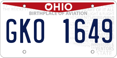 OH license plate GKO1649