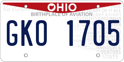 OH license plate GKO1705
