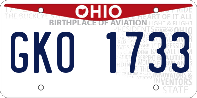 OH license plate GKO1733