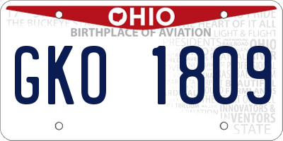 OH license plate GKO1809