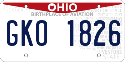 OH license plate GKO1826
