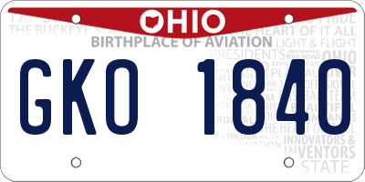 OH license plate GKO1840