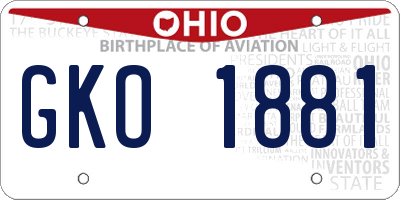OH license plate GKO1881