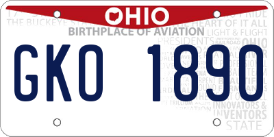 OH license plate GKO1890