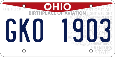 OH license plate GKO1903
