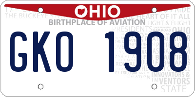 OH license plate GKO1908