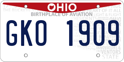 OH license plate GKO1909